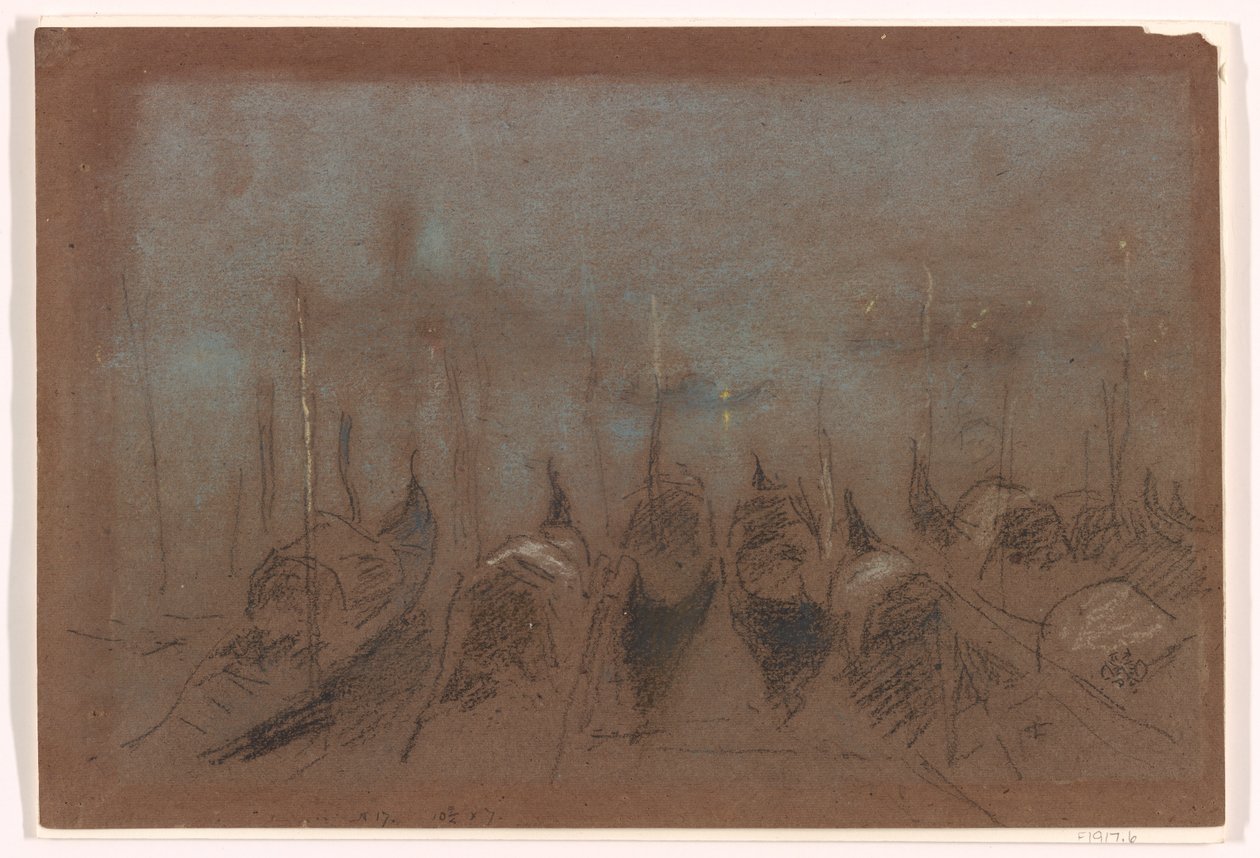 Nocturne, San Giorgio, 1880 (krita på gråbrunt papper) av James Abbott McNeill Whistler