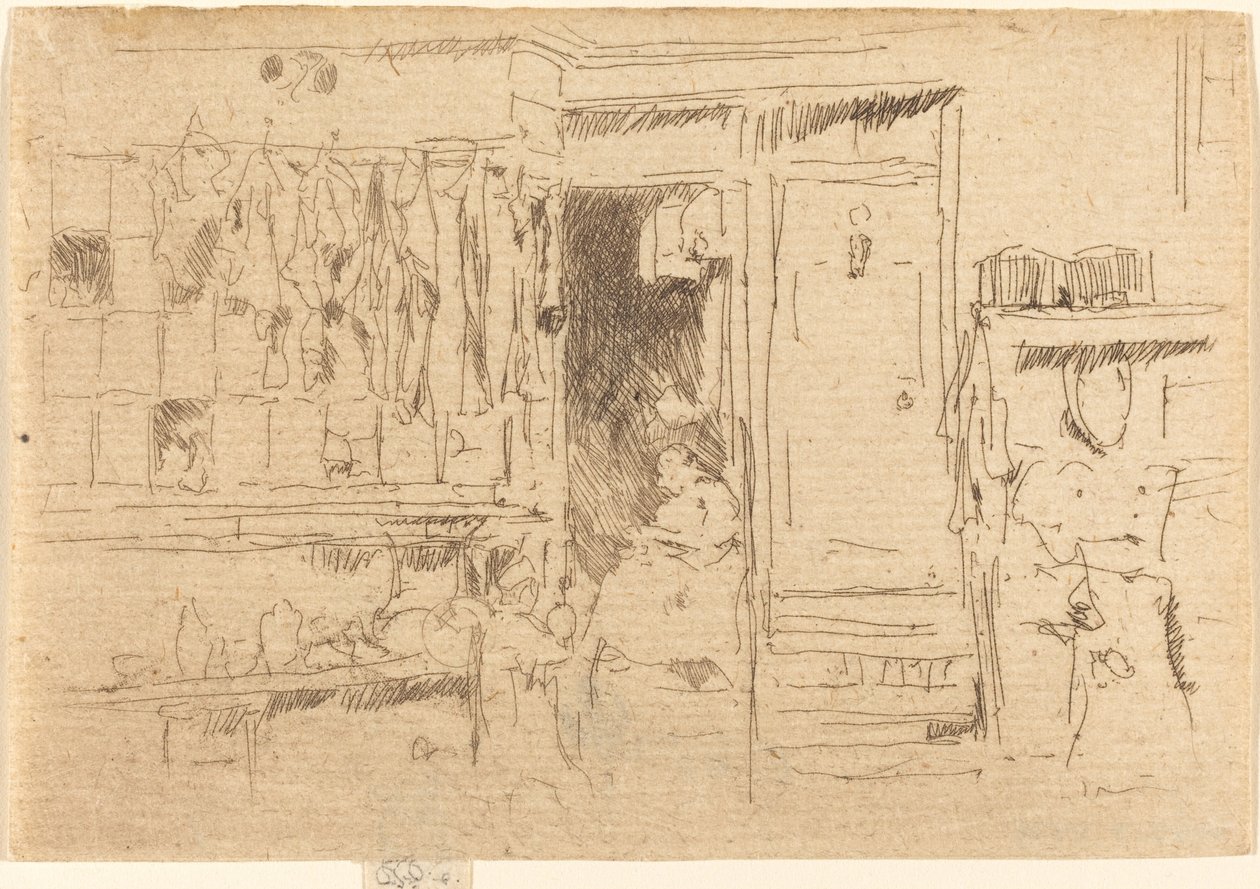 Gammal klädaffär, No.I, ca. 18841886. av James Abbott McNeill Whistler