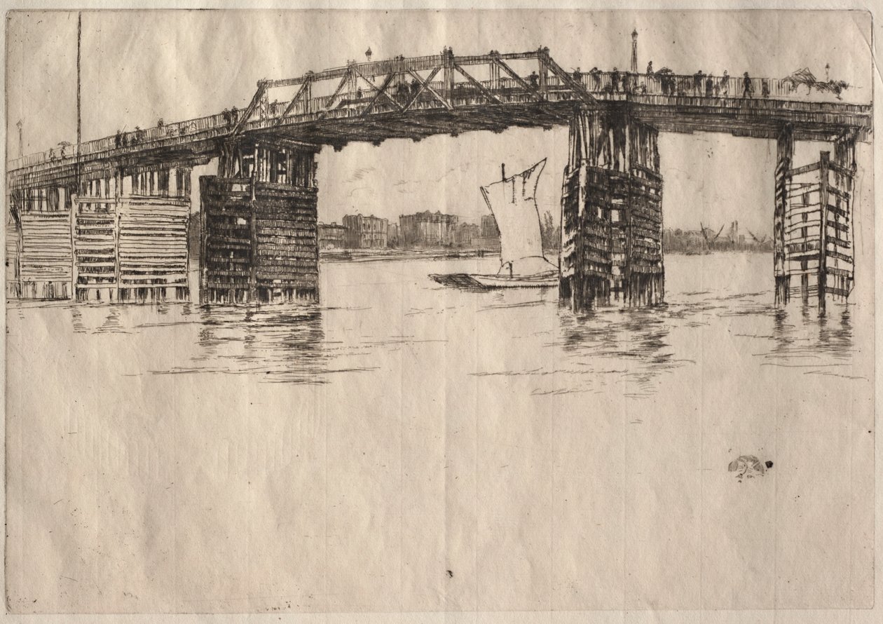 Gamla Battersea Bridge. av James Abbott McNeill Whistler