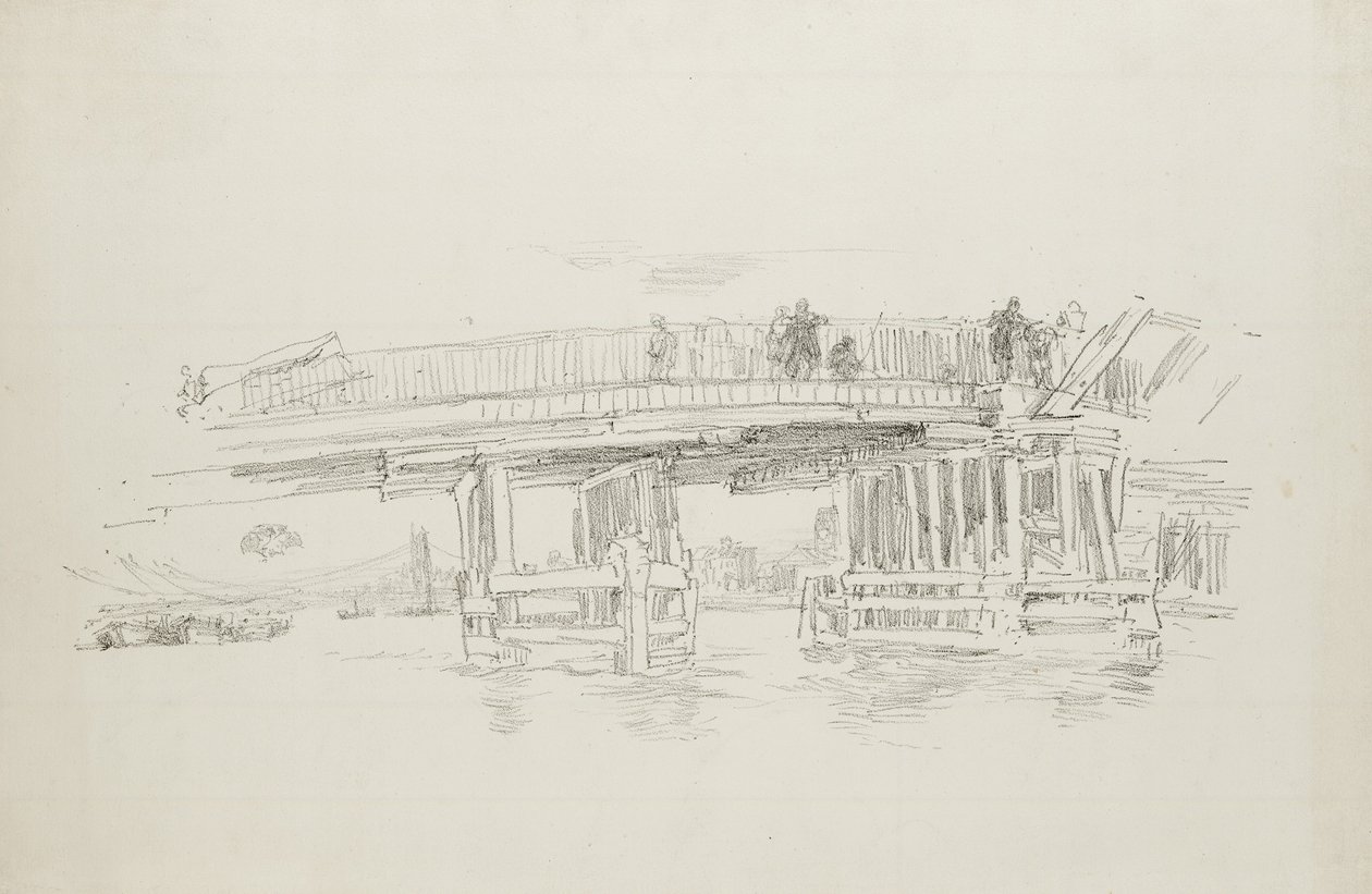 Old Battersea Bridge, 1879, publicerad 1887 av James Abbott McNeill Whistler