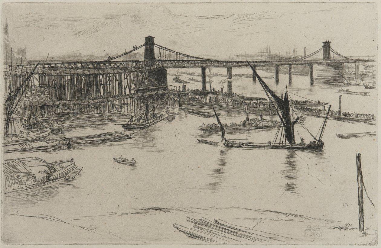Old Hungerford Bridge, 1861 (etsning på papper) av James Abbott McNeill Whistler