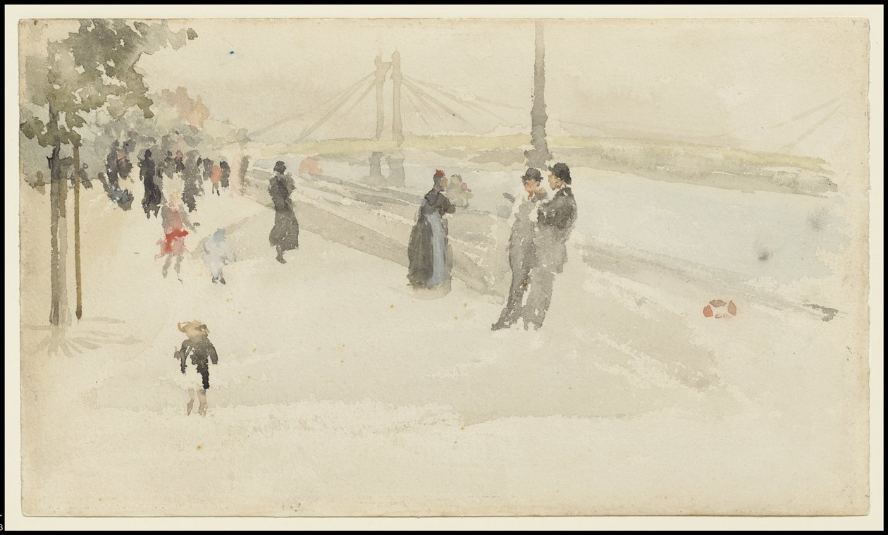 Rosa och silver - Chelsea, the Embankment, c.1885 av James Abbott McNeill Whistler