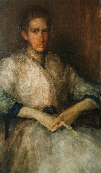 Porträtt av Ellen Sturgis Hooper, ca 1890 (olja på träpanel) (se även 419724) av James Abbott McNeill Whistler