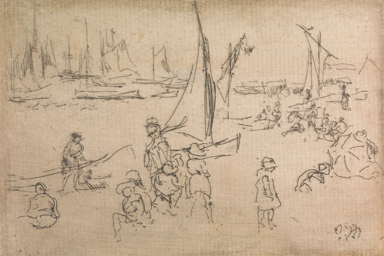 Portsmouth Children, från en uppsättning av tolv etsningar med titeln The Naval Review, 1887 av James Abbott McNeill Whistler