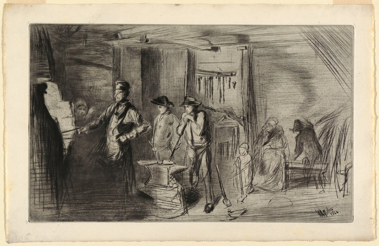 Print, The Forge, från serien Etsningar om Themsen och andra ämnen, 1861 av James Abbott McNeill Whistler
