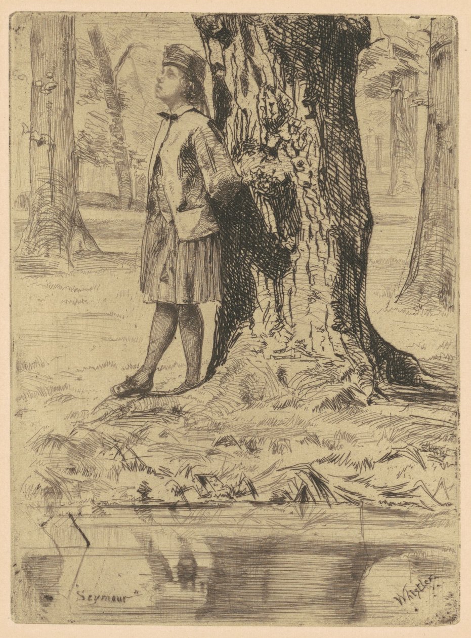 Seymour står under ett träd, 18581859. av James Abbott McNeill Whistler