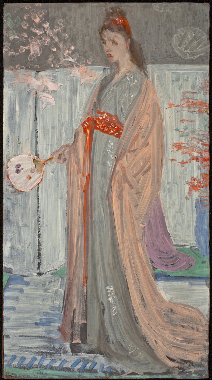 Sketch for Rose and Silver: The Princess of the Porcelain Country, 1863-64 (olja på träfiberskiva) av James Abbott McNeill Whistler