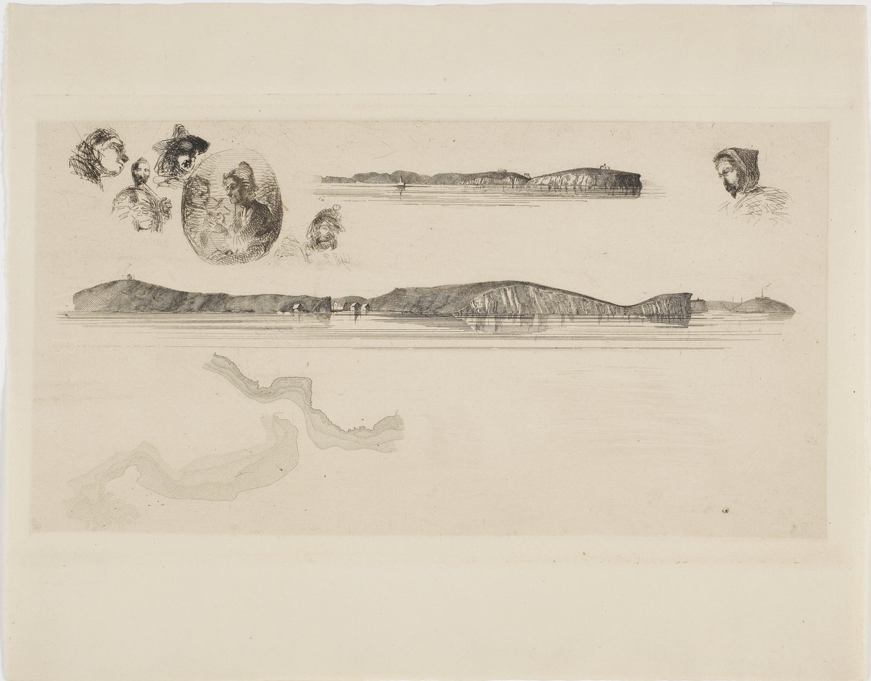 Skisser på kustmätningsplattan av James Abbott McNeill Whistler
