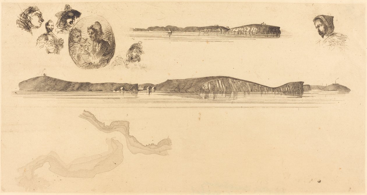 Skisser på kustmätningsplattan, 18541855. av James Abbott McNeill Whistler