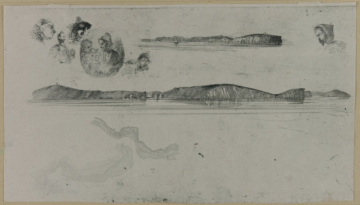 Skisser på kustmätningsplattan, 1854. av James Abbott McNeill Whistler