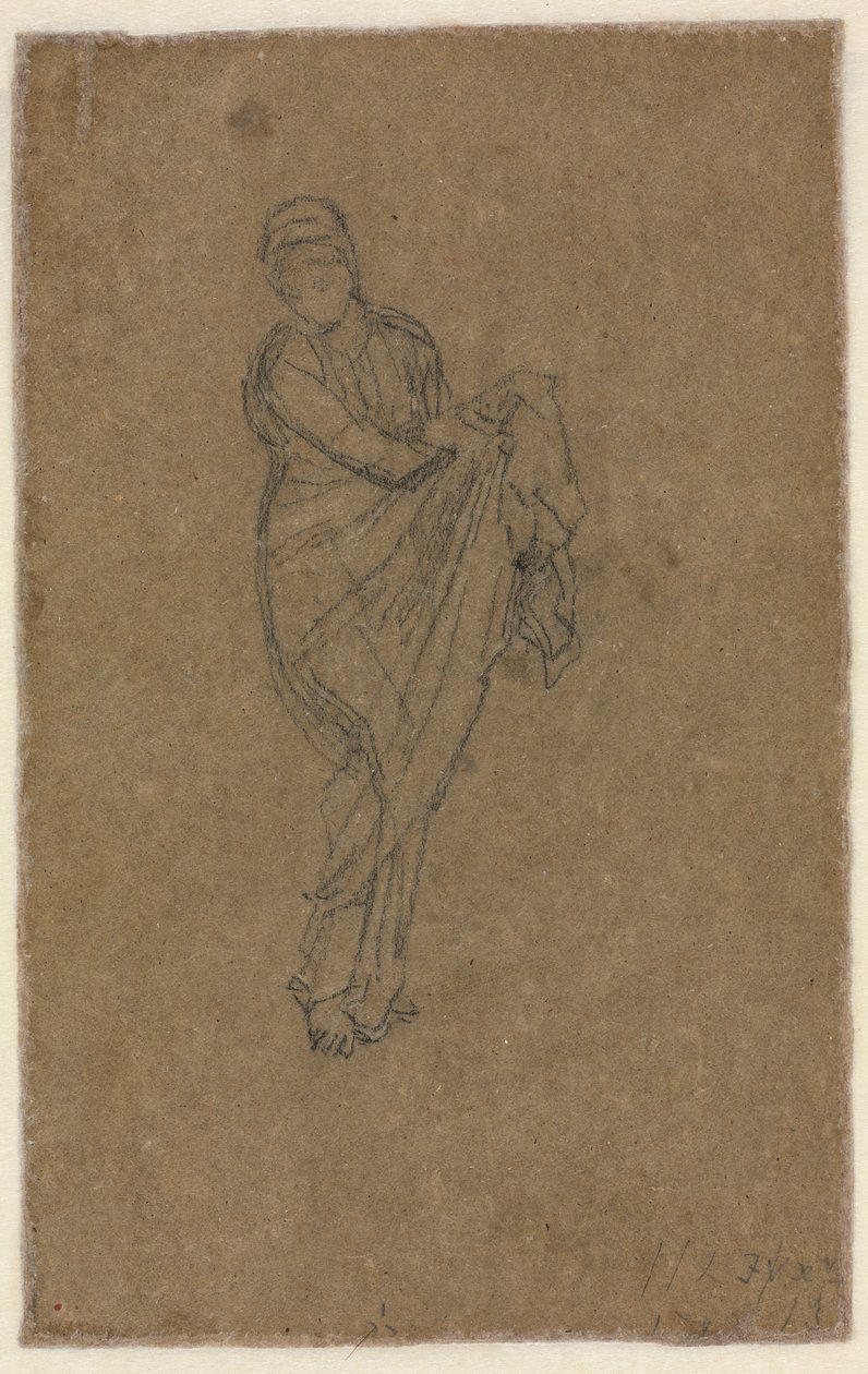Stående kvinna som håller upp sin klänning verso, ca. 1872. av James Abbott McNeill Whistler