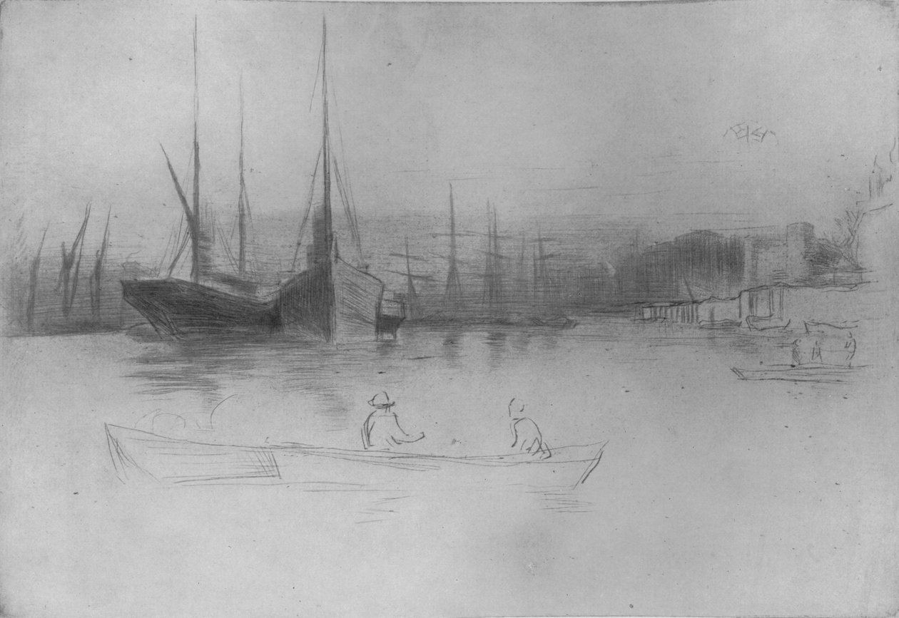 Ångbåtar utanför tornet, 1875, 1904 av James Abbott McNeill Whistler
