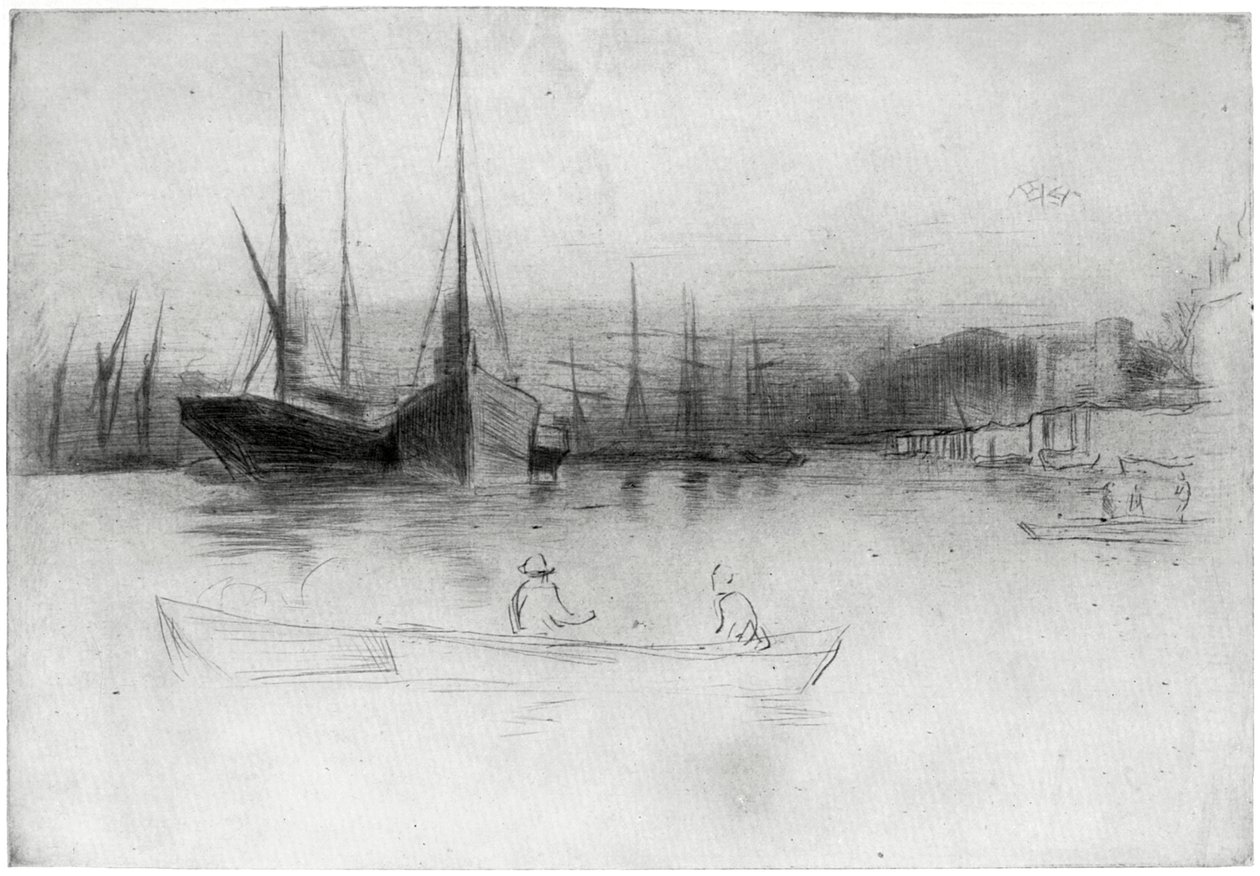 Ångbåtar utanför tornet, 1875 1904. av James Abbott McNeill Whistler