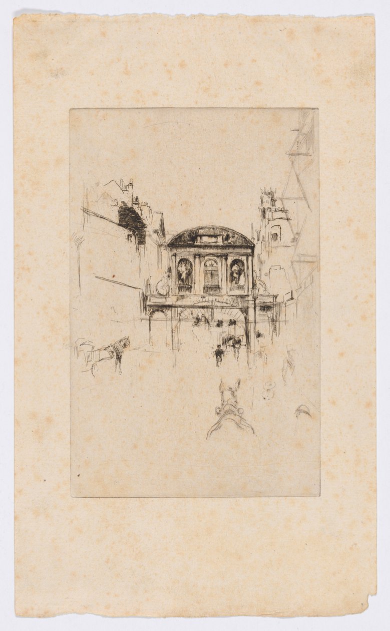 Temple Bar, ca 1877 (etsning och torrnål; bläck på papper) av James Abbott McNeill Whistler