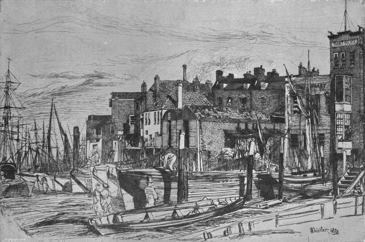 Thames Police kallade tidigare Wapping Wharf, 1859, 1903 av James Abbott McNeill Whistler