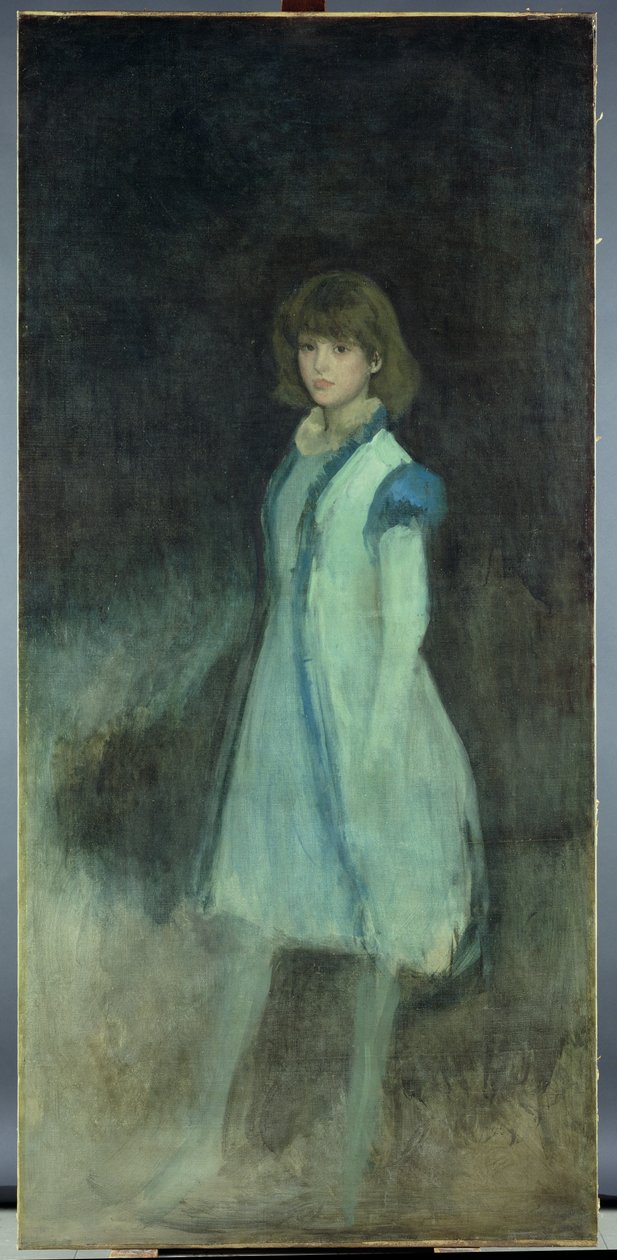 The Blue Girl: Porträtt av Connie Gilchrist (1865-1946), ca 1879 av James Abbott McNeill Whistler