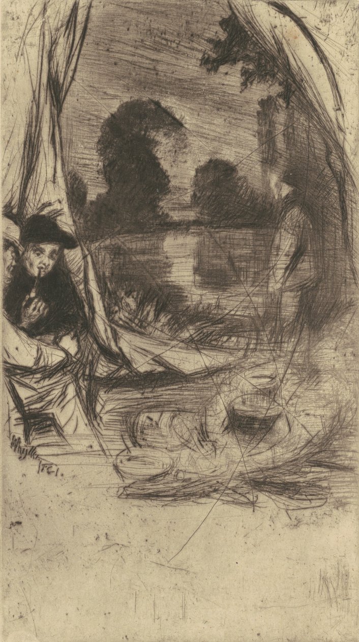 Lägret, 1861 publicerad 1879. av James Abbott McNeill Whistler