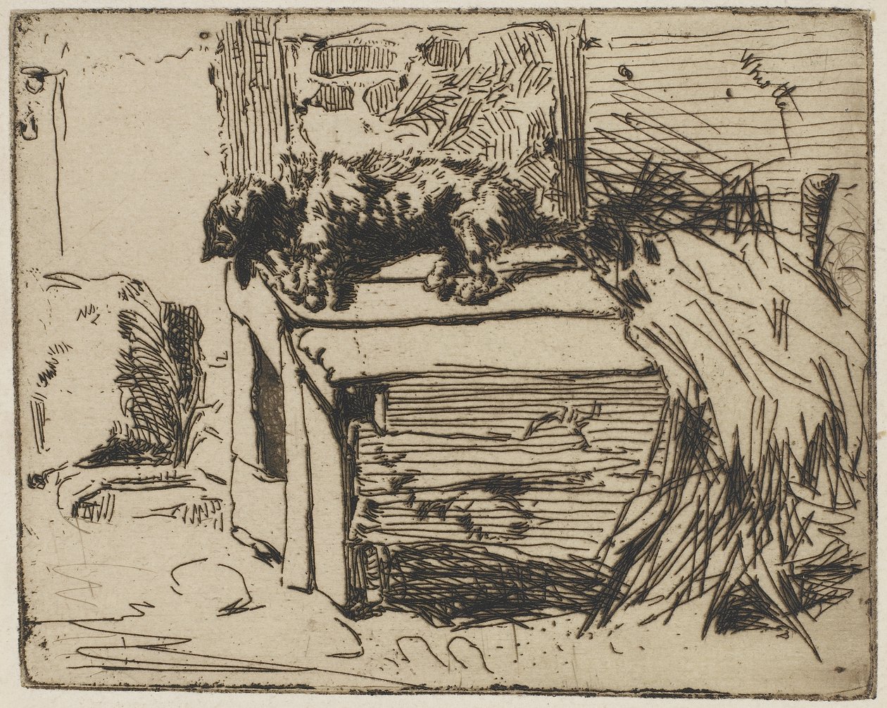 The Dog on the Kennel, 1858 (etsning på papper) av James Abbott McNeill Whistler