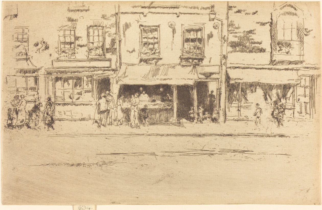 Fiskaffären, Busy Chelsea, 1887. av James Abbott McNeill Whistler