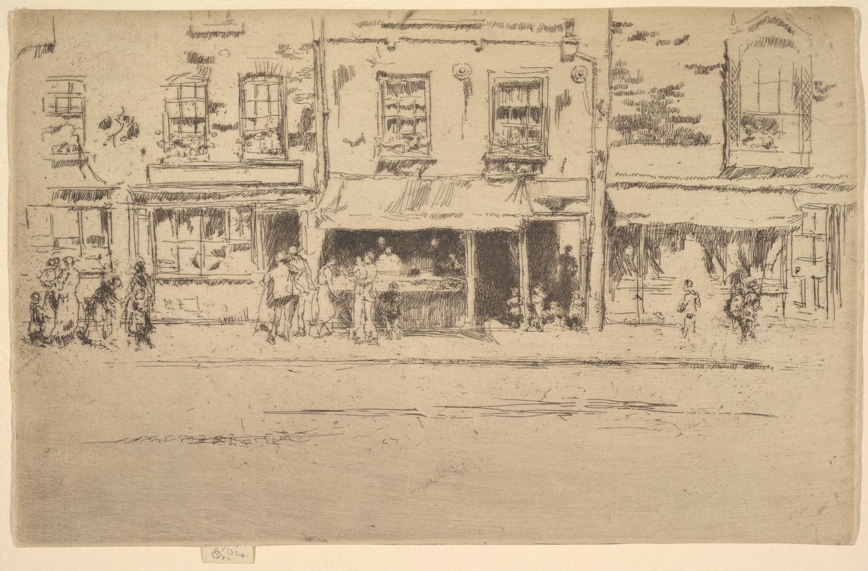 Fiskaffären, upptagen Chelsea Fish Shop, Chelsea, 1886-87. av James Abbott McNeill Whistler