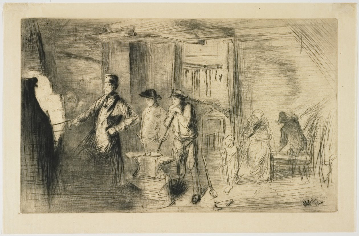 Smedjan ur Sexton etsningar av scener vid Themsen och andra motiv av James Abbott McNeill Whistler