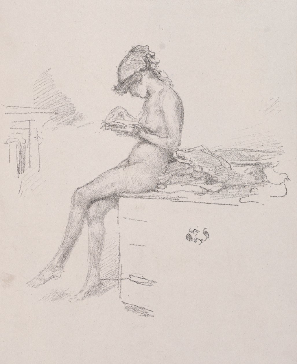 Den lilla nakenmodellläsningen, 1890. av James Abbott McNeill Whistler