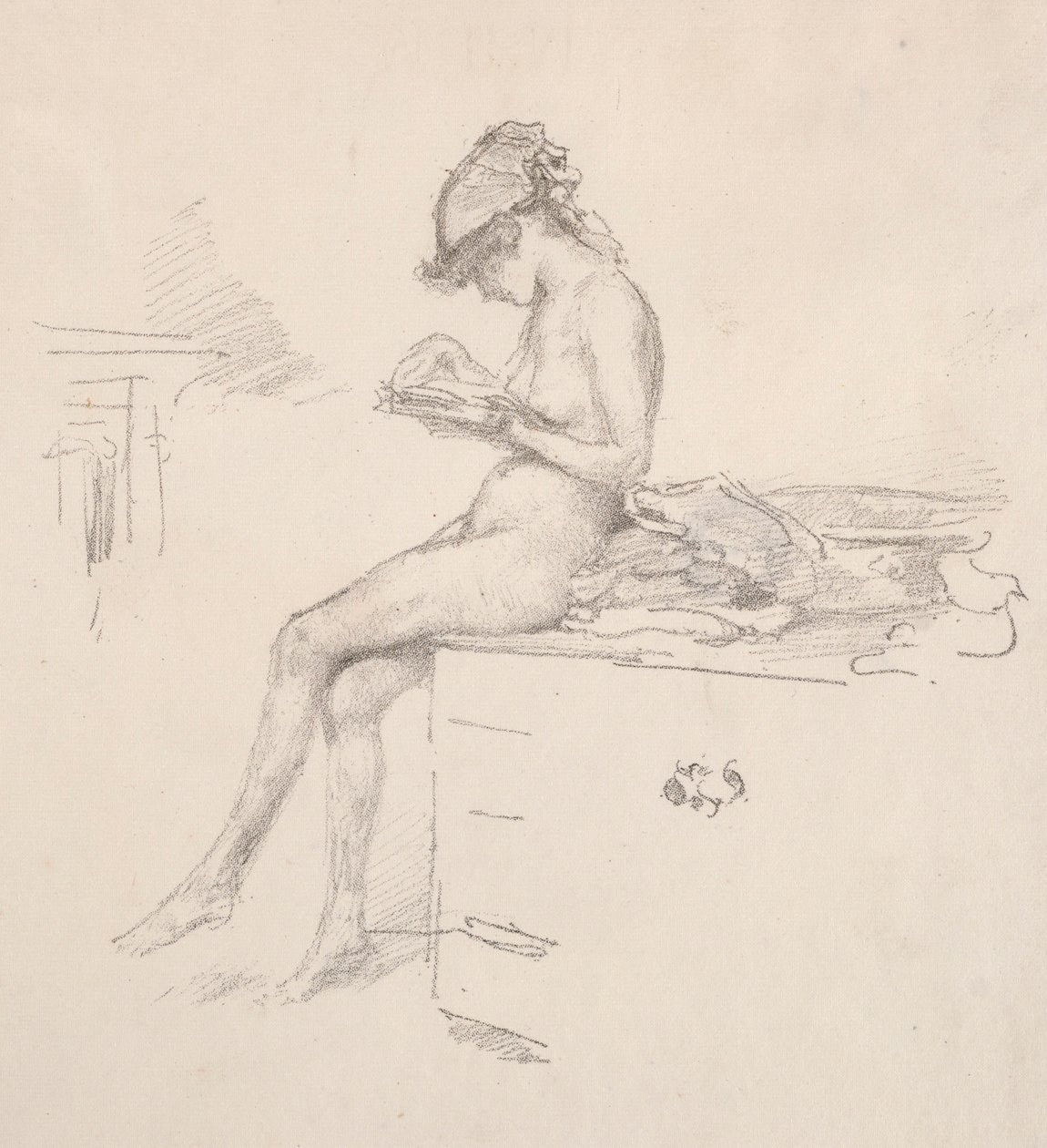 Den lilla nakenmodellläsningen, 1890. av James Abbott McNeill Whistler