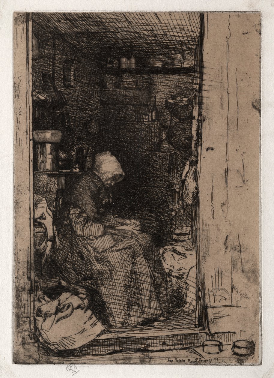 The Old Rag Woman, nr 10 från Twelves Etchings from Nature The French Set, 1858. av James Abbott McNeill Whistler