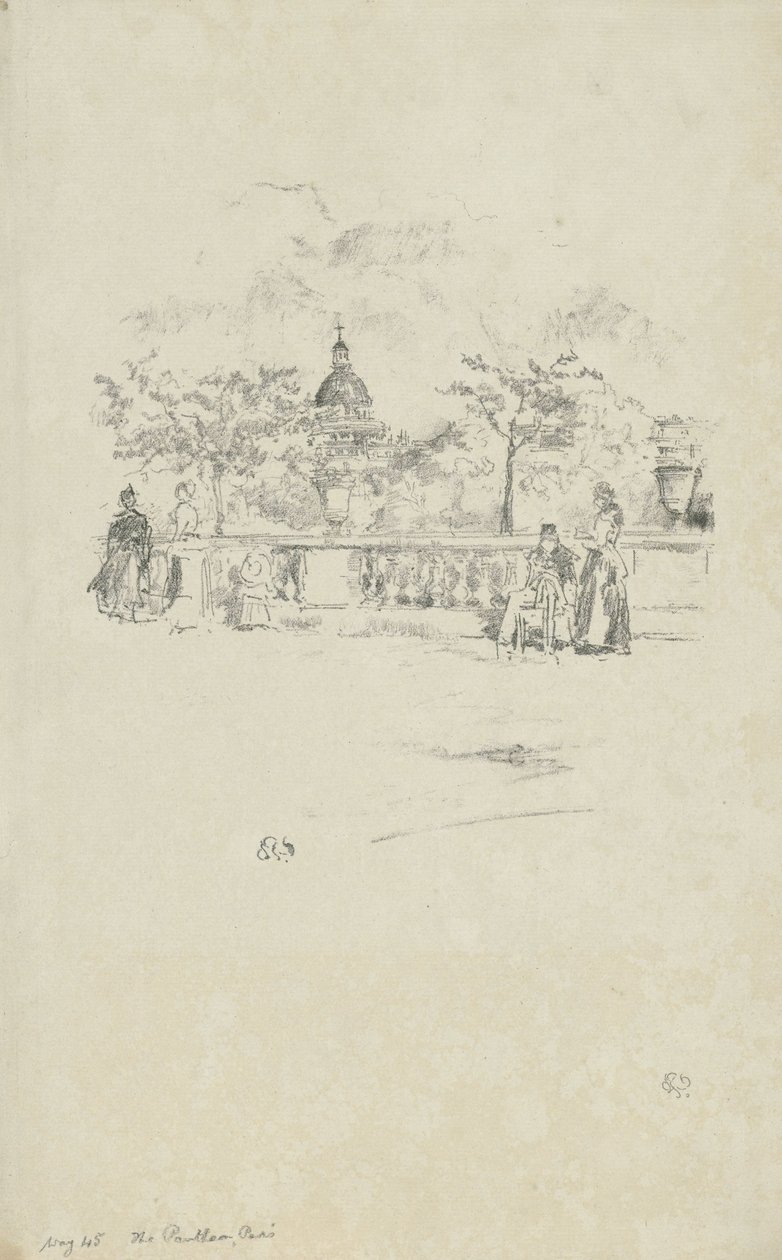 Pantheon, från terrassen i Luxembourgträdgården av James Abbott McNeill Whistler