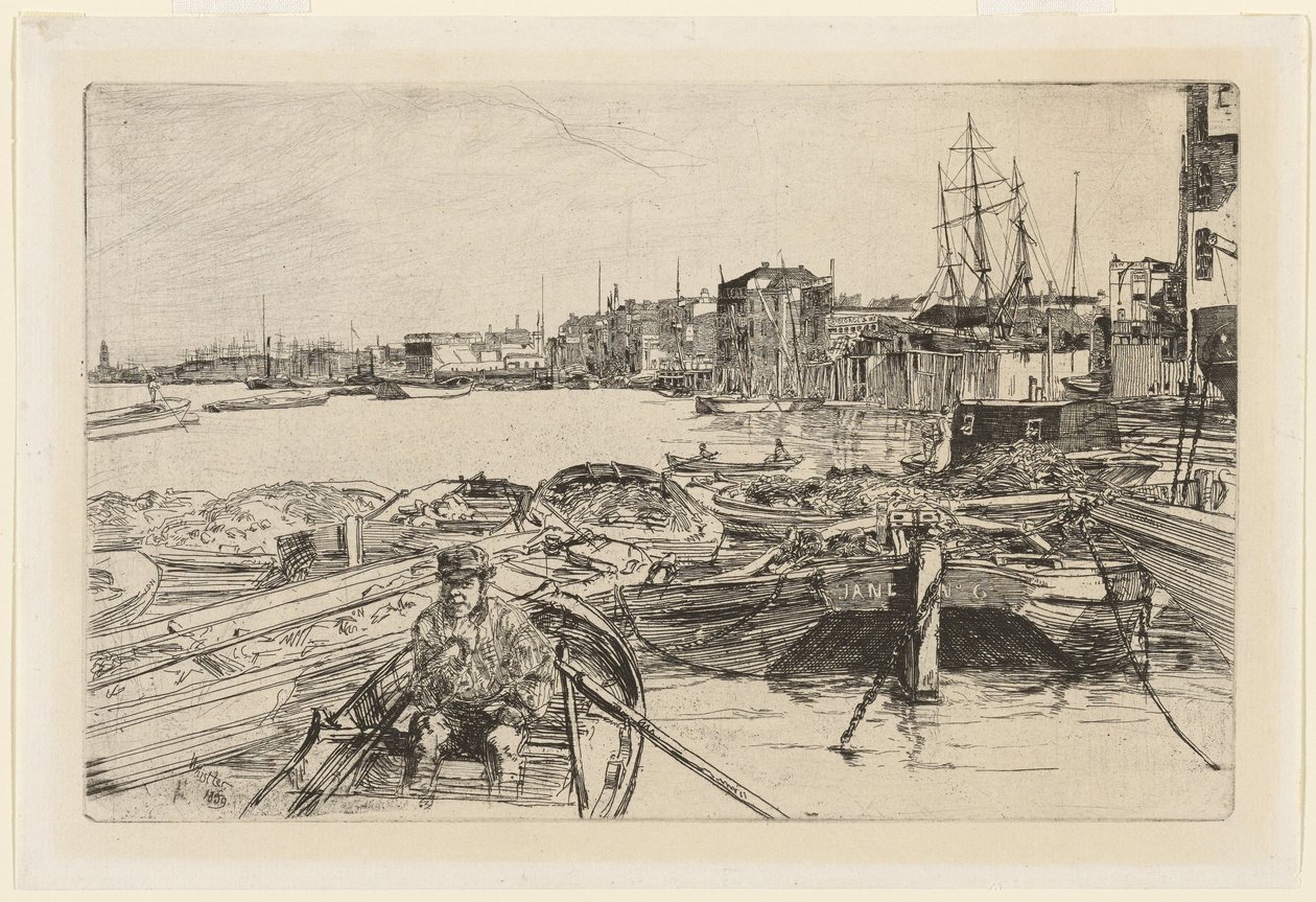 Hamn bassängen, ur Sexton etsningar med scener från Themsen av James Abbott McNeill Whistler