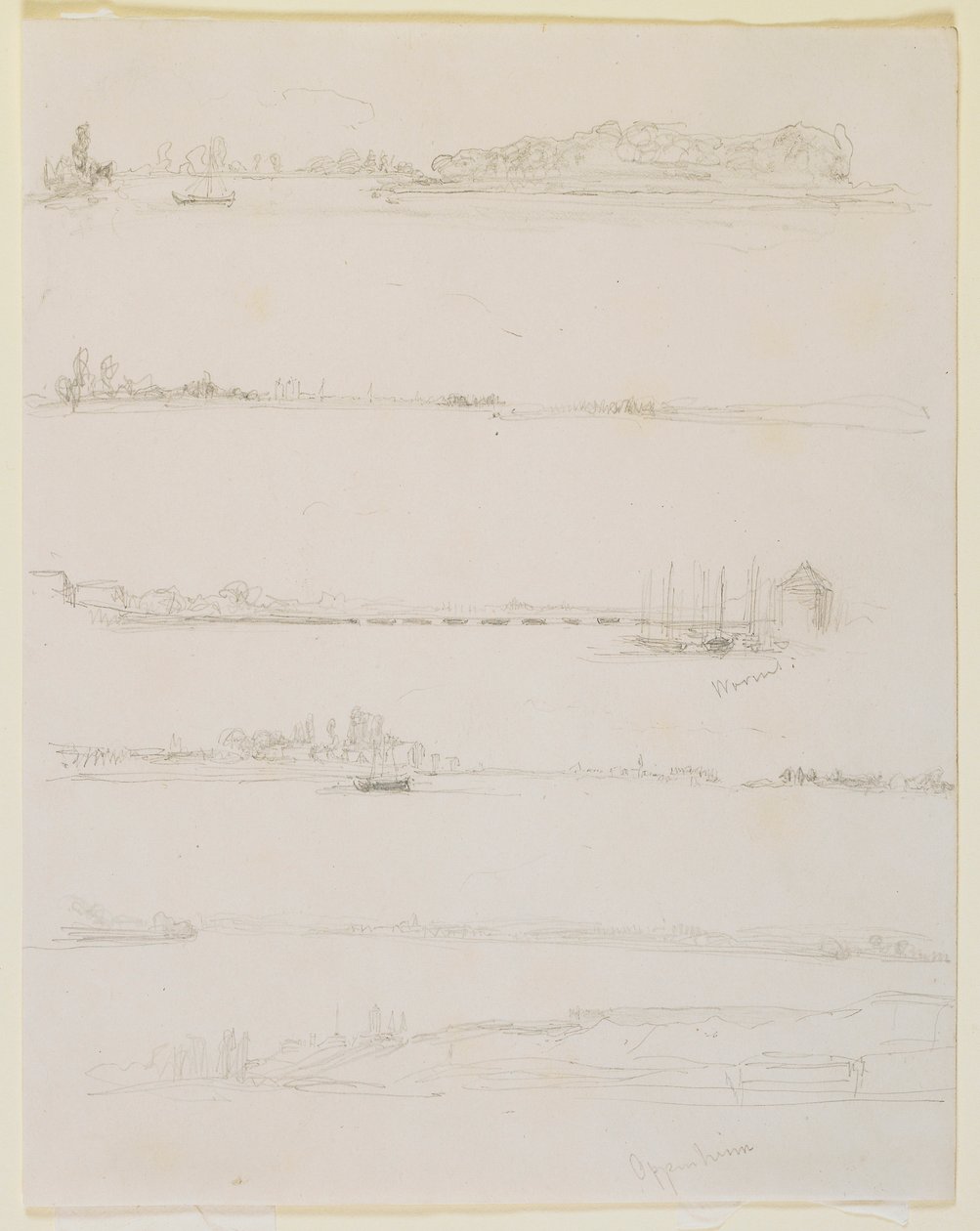 Rhen, nära Worms och Oppeheim, 1858. av James Abbott McNeill Whistler