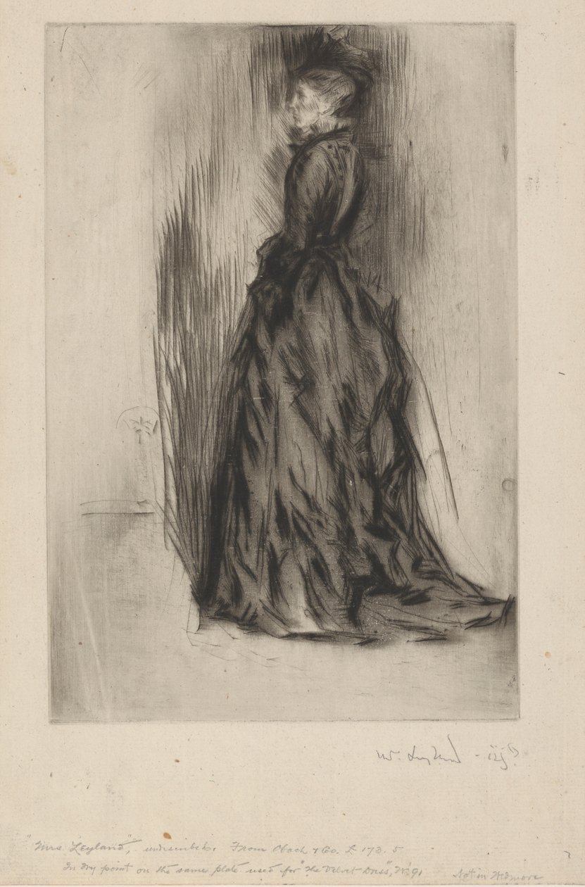Sammetsklänningen Mrs. Leyland, 1873-1874. av James Abbott McNeill Whistler