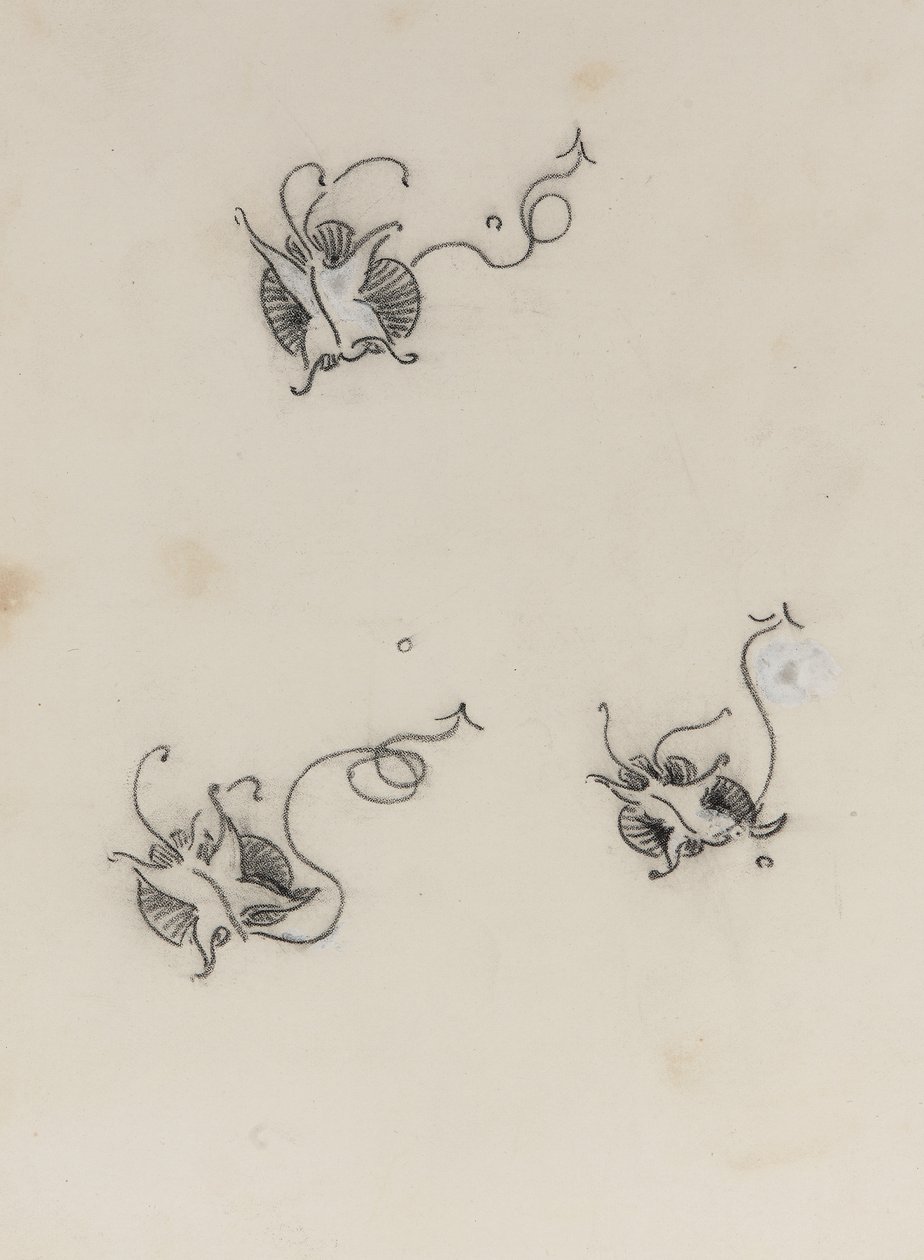Three Whistler Butterflies (krita och kinesisk vit på litografiskt överföringspapper) av James Abbott McNeill Whistler