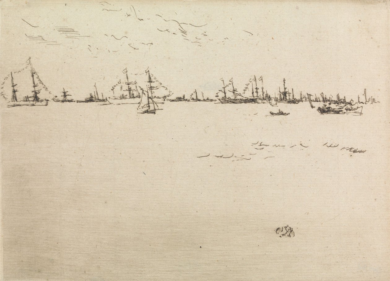 Truppskepp, från en uppsättning av tolv etsningar med titeln The Naval Review, 1887 av James Abbott McNeill Whistler