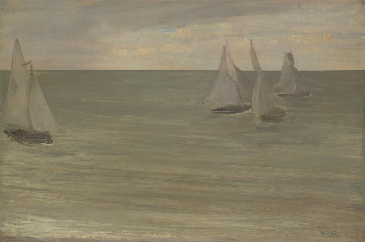 Trouville grått och grönt, Silverhavet, 1865. av James Abbott McNeill Whistler