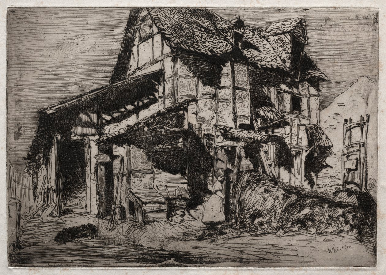 Tolv etsningar från naturen: The Unsafe Tenement, 1858. av James Abbott McNeill Whistler