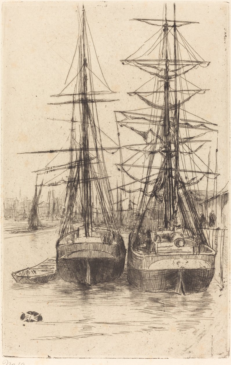 Två skepp, 1875. av James Abbott McNeill Whistler
