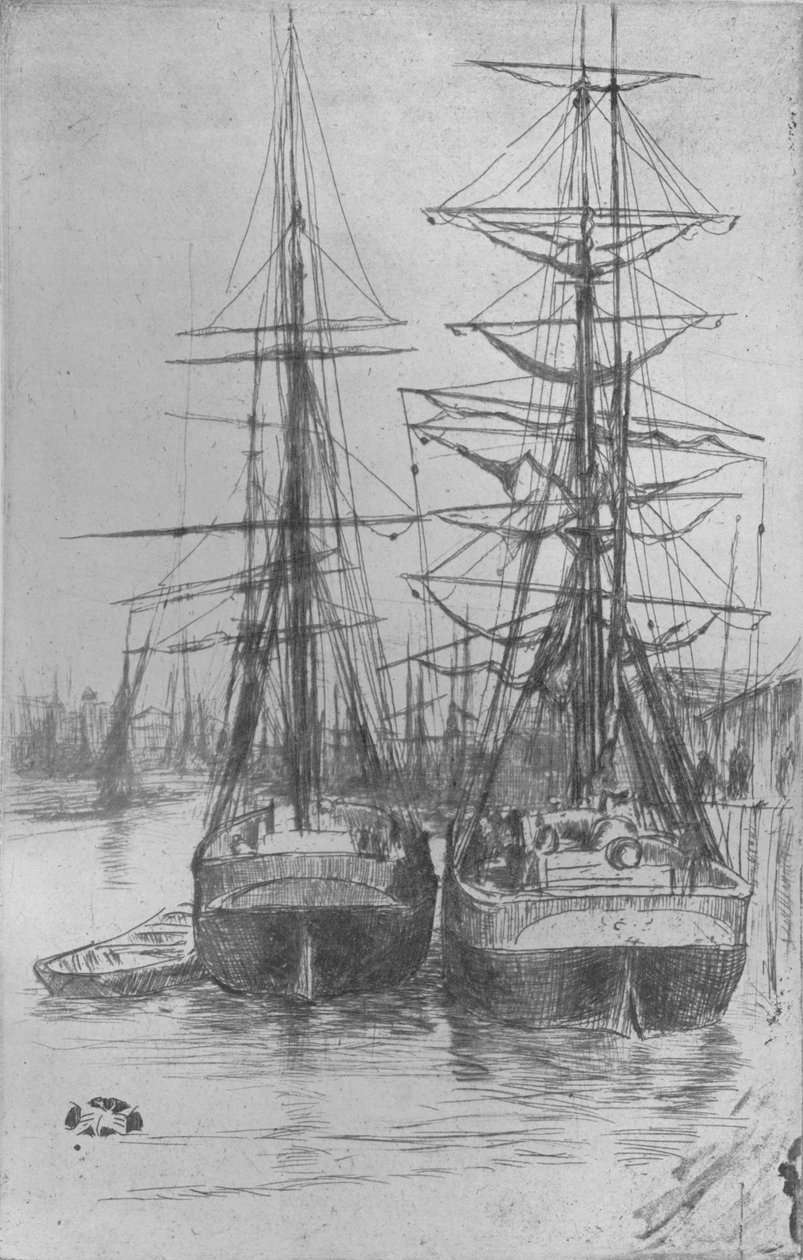 Två skepp, 1875, 1904 av James Abbott McNeill Whistler