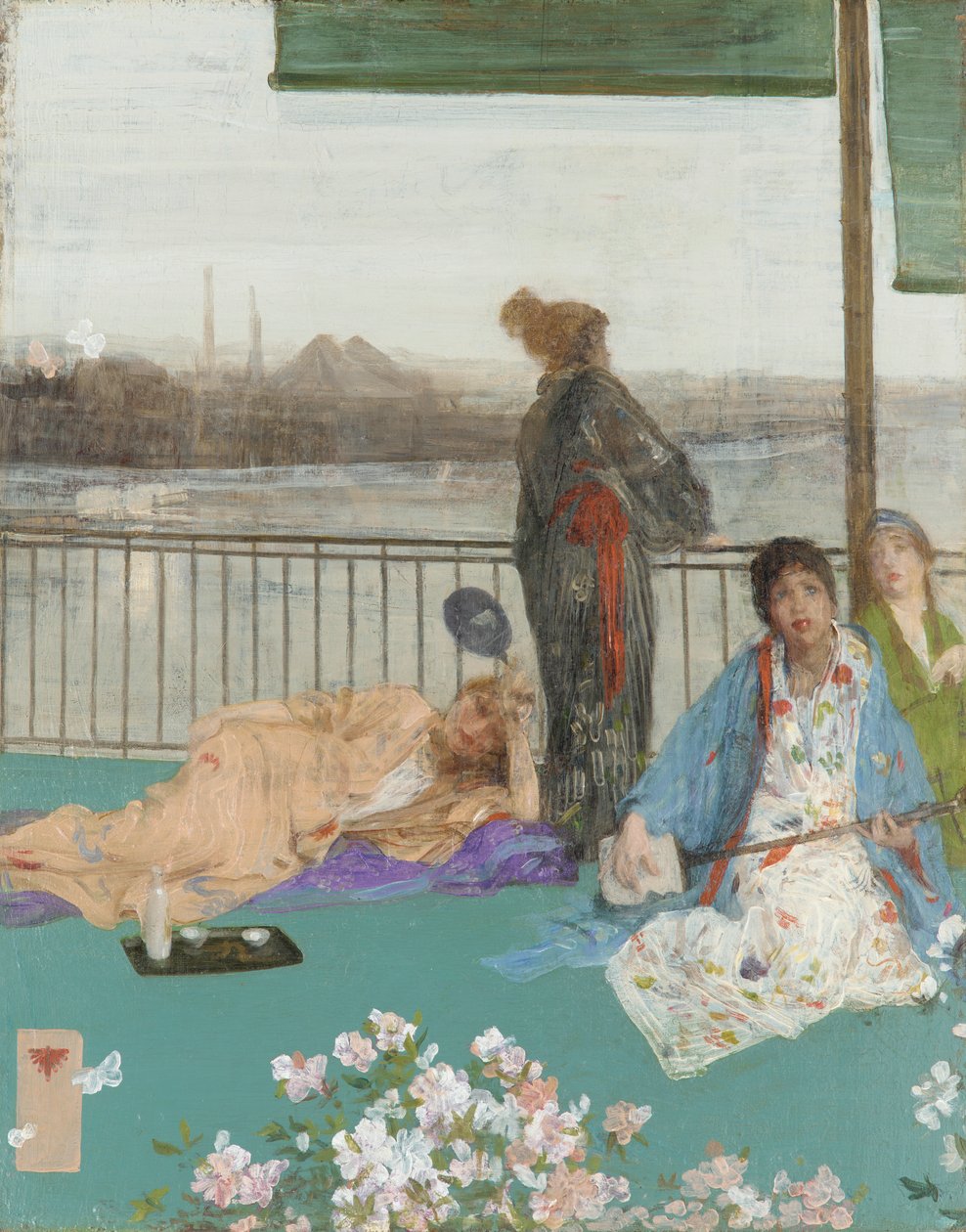 Variationer i köttfärg och grönt - Balkongen, 1864-1870, tillägg 1870-1879. av James Abbott McNeill Whistler