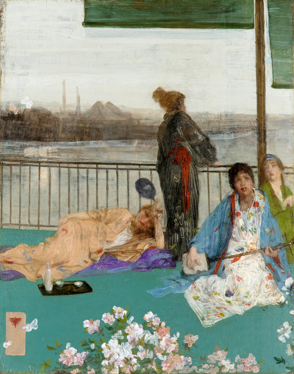 Variationer i köttfärg och grönt: The Balcony, ca. 1870 av James Abbott McNeill Whistler