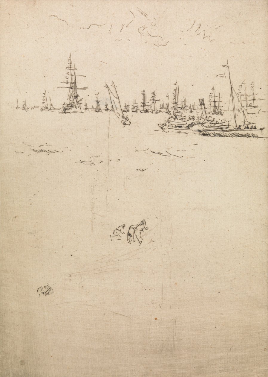 Visitors Boat, från en uppsättning av tolv etsningar med titeln The Naval Review, 1887 av James Abbott McNeill Whistler