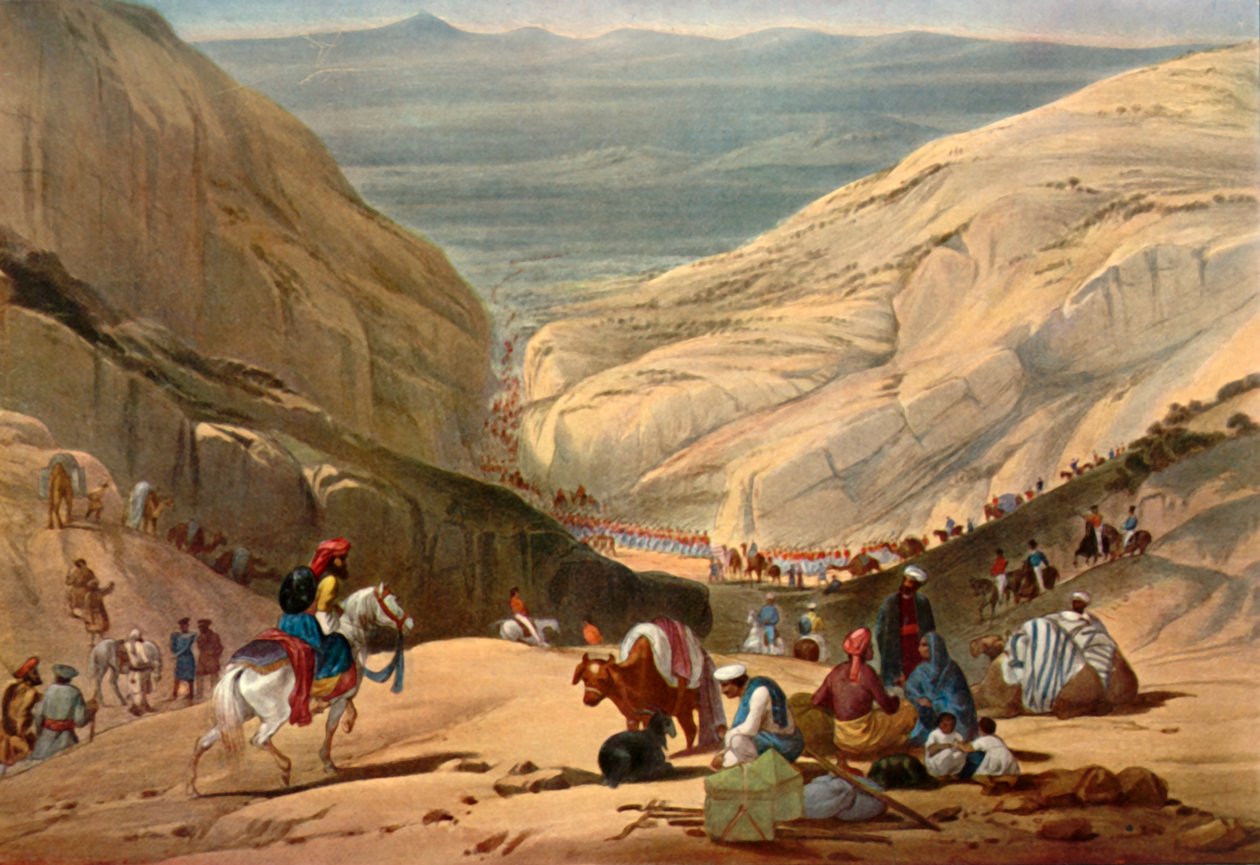 Armé på väg från Shutargardan-passet in i Logardalen, c1840, 1901. av James Atkinson