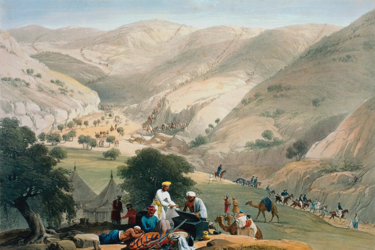 Lägret av 1:a bengaliska europeiska regementet, första anglo-afghanska kriget 1838-1842 av James Atkinson