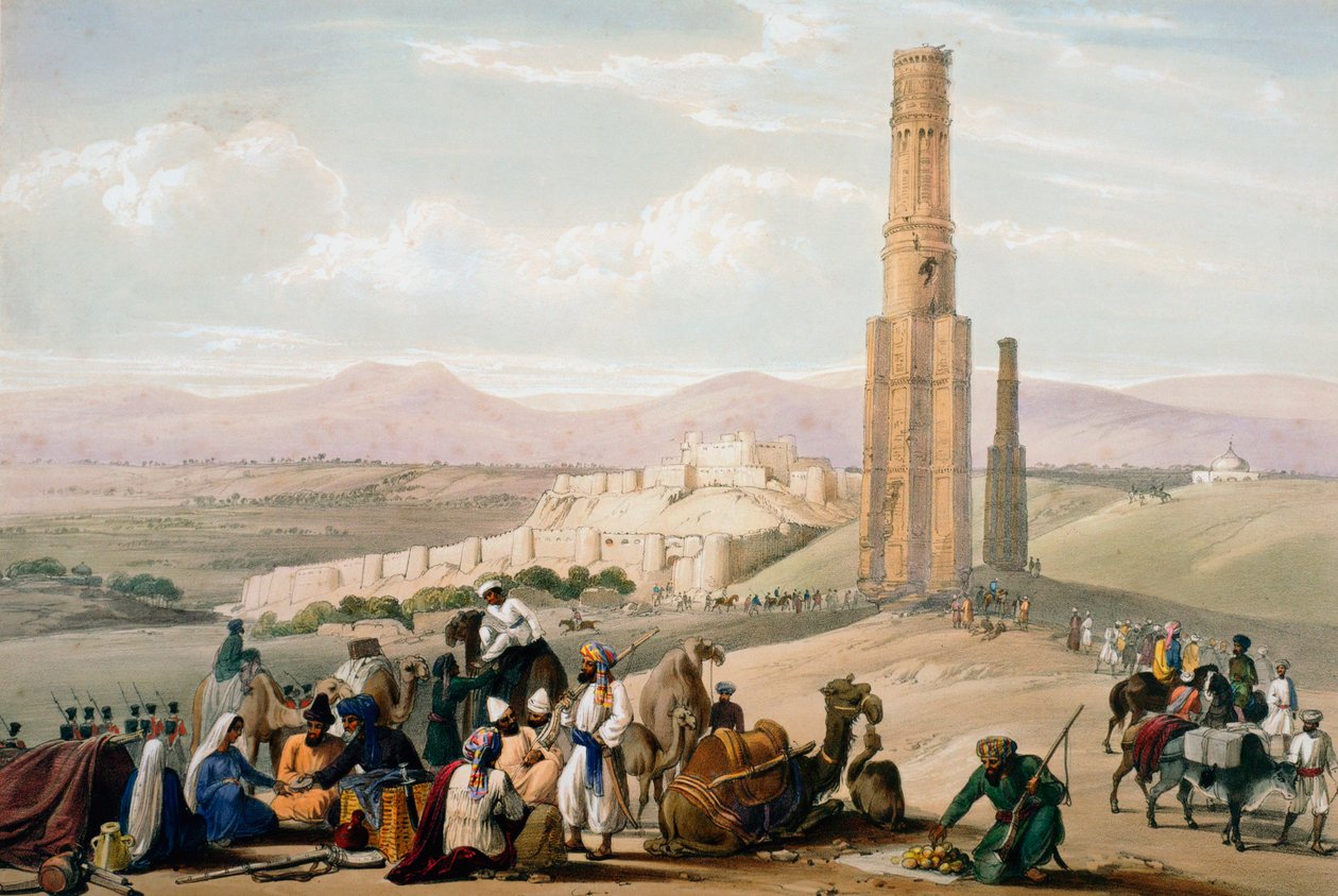 Ghanzis fästning och citadell, första anglo-afghanska kriget, 1838-1842 c1850. av James Atkinson