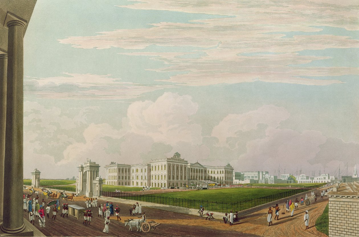 A View of Government House, Calcutta, 1826, graverad av Robert Havell den yngre (1793-1878) (akvatint) av James Baillie Fraser