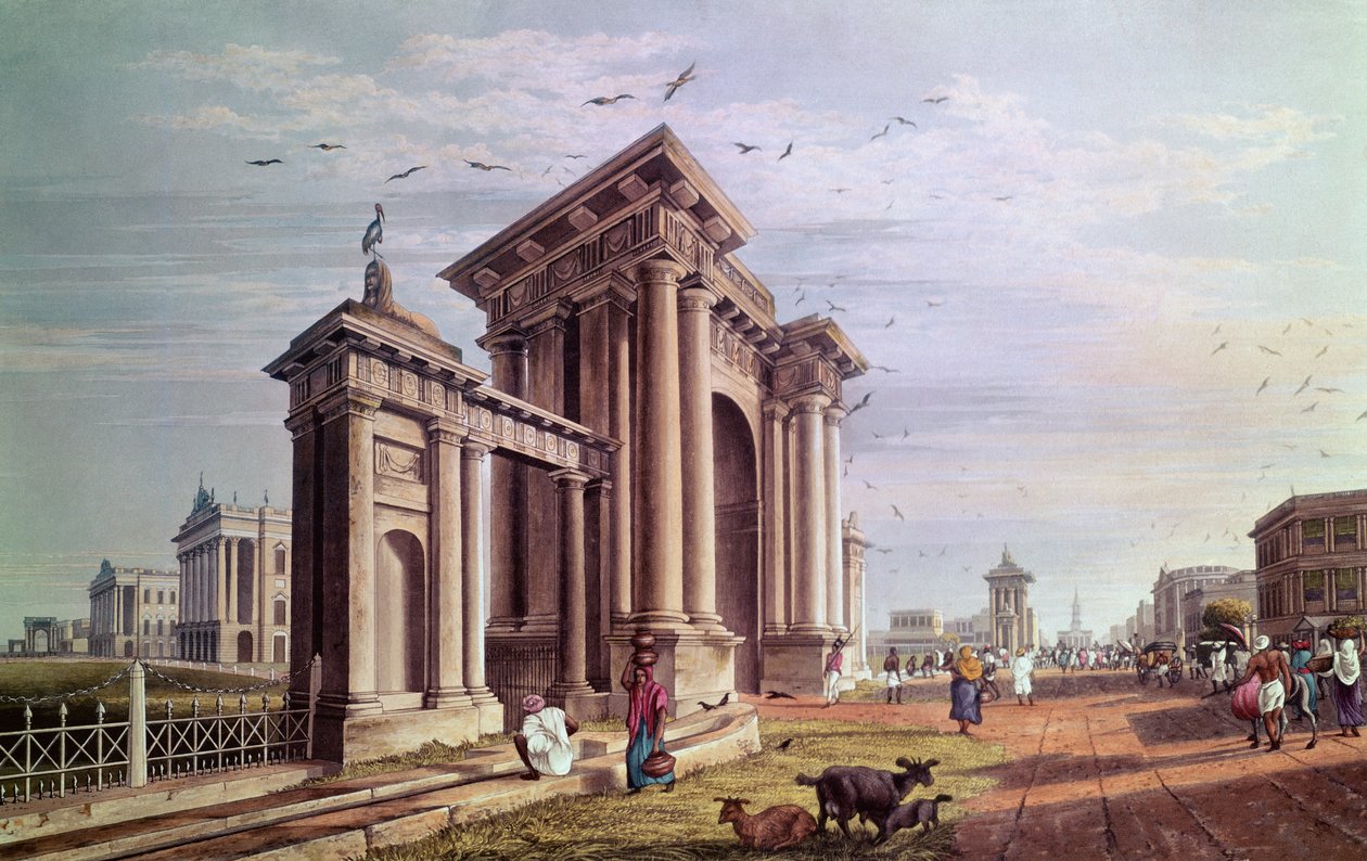Court House Street, Calcutta, graverad av Robert Havell, pub. 1824 av James Baillie Fraser