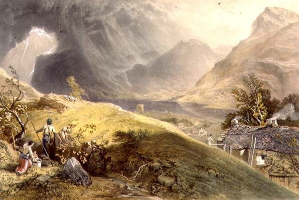 Lake Buttermere, från "The English Lake District" av James Baker (after) Pyne