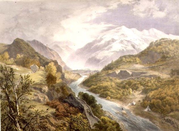 Derwentfloden och Borrowdale, från "The English Lake District". av James Baker (after) Pyne