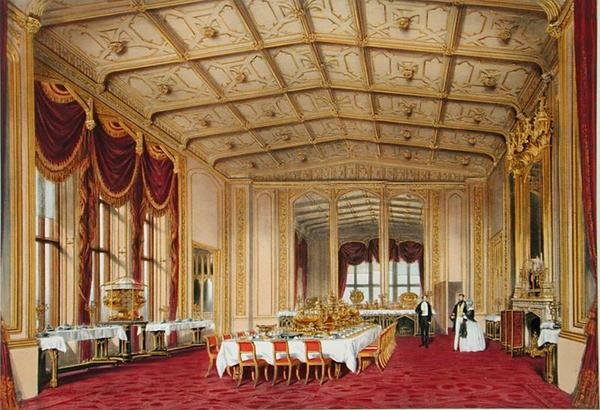 The Private Dining Room, Windsor Castle, från "Windsor and its Surrounding Scenery" av James Baker (after) Pyne