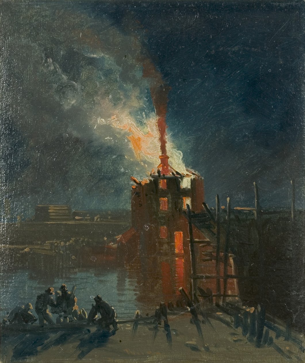 Bristol Riots: Warehouse from Wapping, ca 1832 (olja på papper) av James Baker Pyne